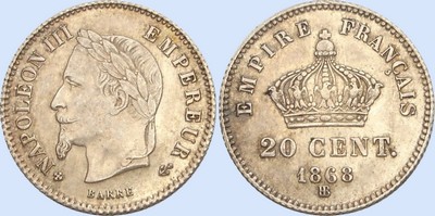 20 Centimes NAPOLEON III  Tte laure Grand module